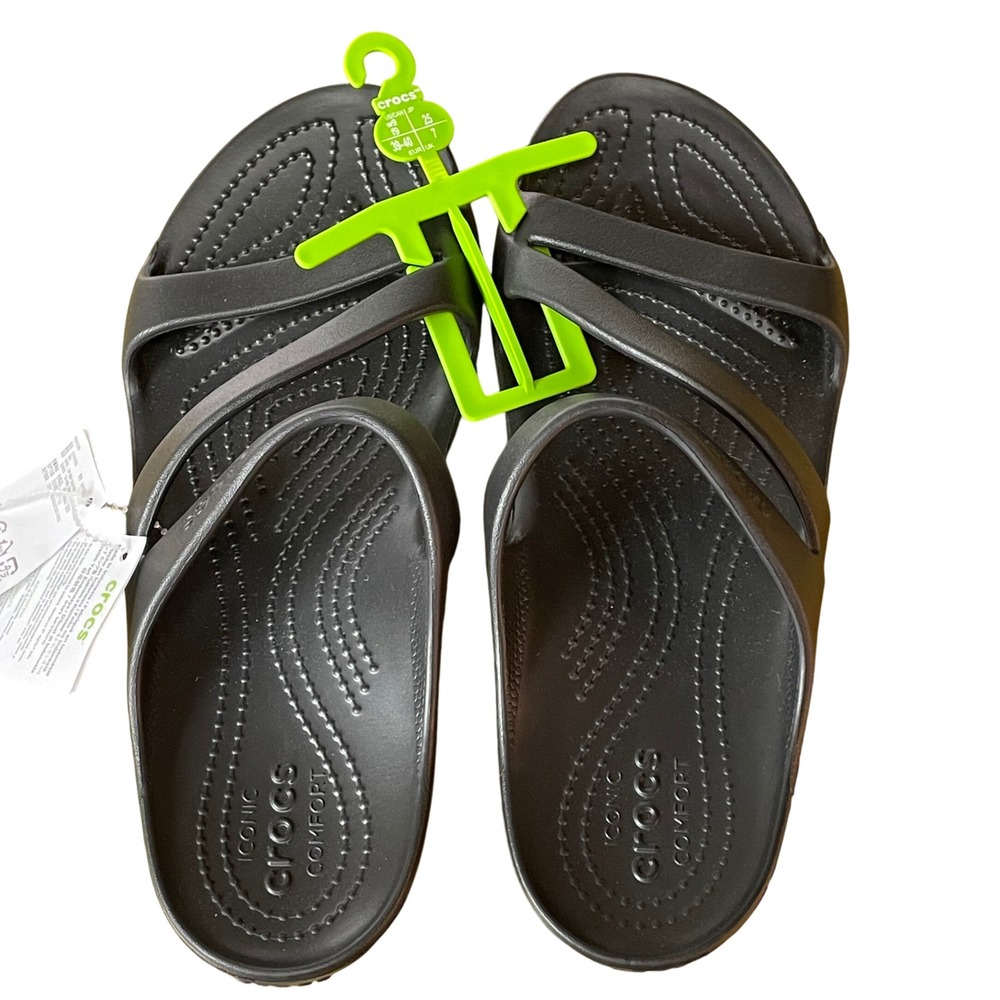 Crocs Kadee II Slip On Slide Sandals Black Sz 9 Womens